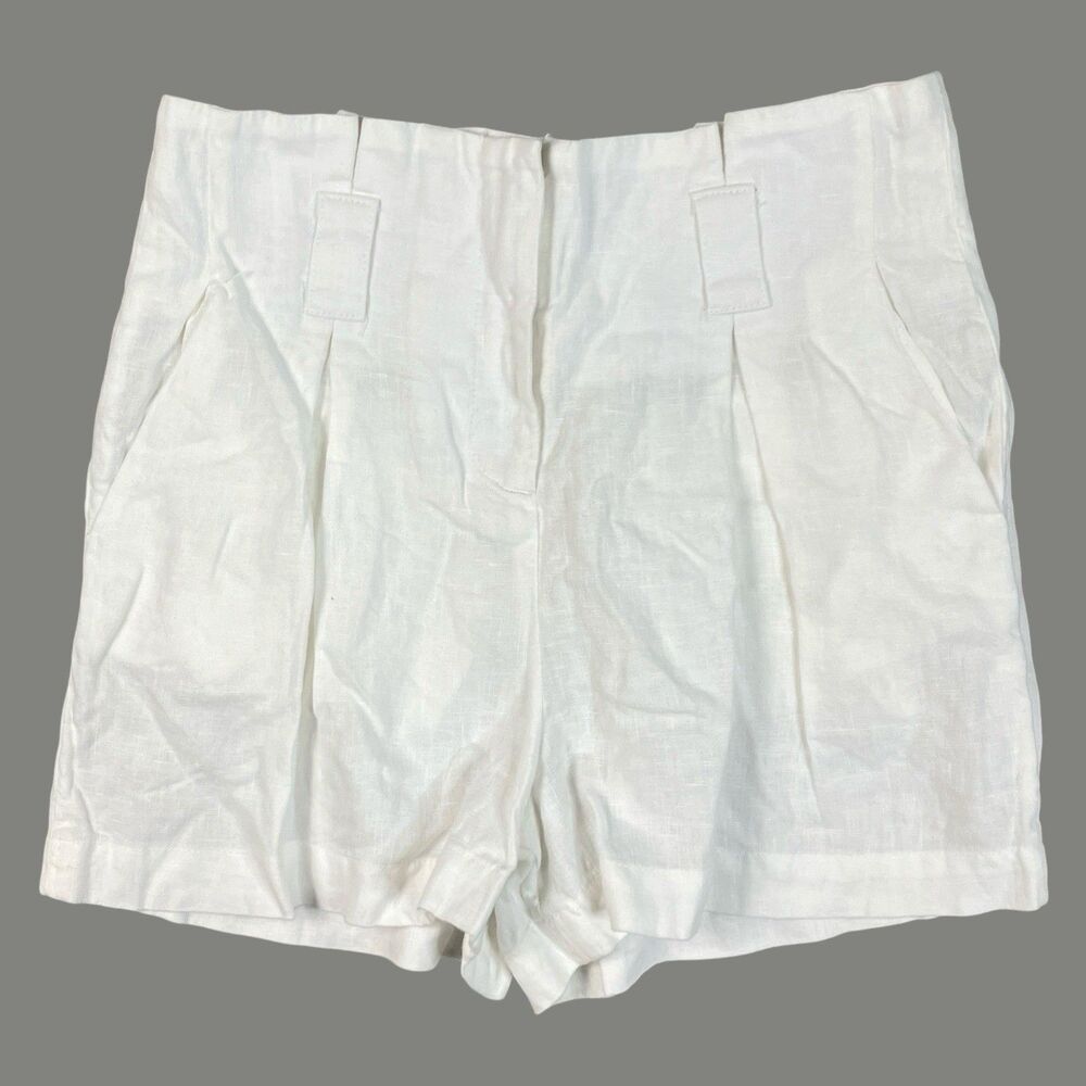 LAgence Pleated Womens Size 25 White High Rise Tailored Shorts Preppy